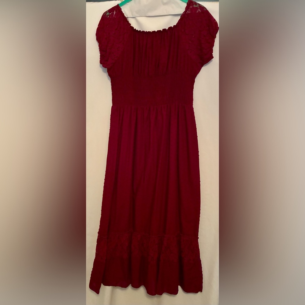 Dark Red Cotton Dress